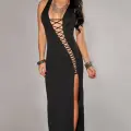 B100839 Bağlamalı Seksi Uzun Elbise