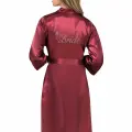 Bordo Kısa Saten Bride Sabahlık