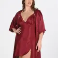 Büyük Beden 2li Bordo Sabahlık Takımı Bigsize