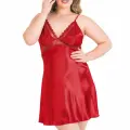 Büyük Beden Kırmızı Kısa Saten Gecelik