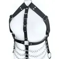 Büyük Beden Zincirli Deri Göğüs Harness - Brf531