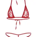 Dantelli Seksi Kadın Fantezi Kırmızı Sütyen String Takımı