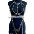 Deri Body Harness, Zincir Ve Kelepçeli Fantezi İç Giyim - Brf1098