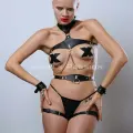 Deri Harness Takım, Deri Fantezi İç Giyim, Deri Clubwear, Dancewear - Brf1099