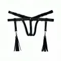 Deri İç Giyim Püsküllü Tanga Harness - Brf439