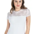 Derya Kurşun Yarım Kol Dantelli Kadın Tişört 240