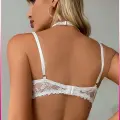 Ekru Göğüs Balenli Dantelli Zincir Detaylı Seksi Jartiyer Takım