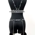 Erotik Deri Jartiyer Harness Takım, Kadın Fantezi İç Giyim - Brf1220