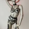 Erotik İç Giyim Fantezi Deri Püsküllü Harness