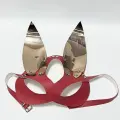 Gold/Kırmızı Tavşan Kulaklı Deri Maske 800466