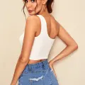 Kadın Beyaz Tek Omuz Crop Büstiyer
