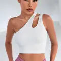 Kadın Beyaz Tek Omuz Cut Out Detaylı Crop Top Bluz