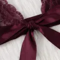 Kadın Bordo Dantelli & Kurdelalı Sütyen Külot Takımı