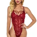 Kadın Bordo Dantelli, Tangalı ve İp Askılı Şık İç Çamaşır Takımı