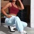 Kadın Bordo Kalın Askılı Crop Top Büstiyer