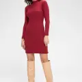 Kadın Bordo Kaşkorse Balıkçı Yaka Uzun Kollu Bodycon Mini Elbise