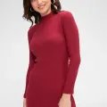 Kadın Bordo Kaşkorse Balıkçı Yaka Uzun Kollu Bodycon Mini Elbise