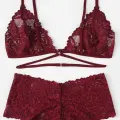 Kadın Bordo Özel Şık Sütyen Külot Takımı