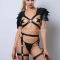Kadın Gladyatör Cosplay Kostüm, Deri Jartiyer Harness Takım - Brf1345
