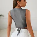 Kadın Gri Çapraz Bağlamalı Crop Top Büstiyer