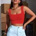 Kadın Kırmızı Kalın Askılı Crop Top Büstiyer