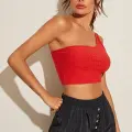 Kadın Kırmızı Tek Omuz Crop Büstiyer