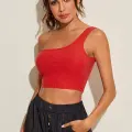 Kadın Kırmızı Tek Omuz Crop Büstiyer