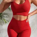 Kadın Kırmızı Yüksek Bel Çapraz Sırt Detaylı Şortlu Gecelik Takım