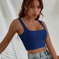 Kadın Lacivert Kalın Askılı Crop Top Büstiyer