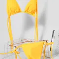 Kadın Sarı Yandan Bağlamalı Tangalı Üçgen Bikini Mayo Takımı