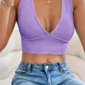 Kadın Siyah Çapraz Sırt Detaylı Şık Crop Top Büstiyer