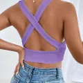 Kadın Siyah Çapraz Sırt Detaylı Şık Crop Top Büstiyer