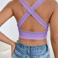 Kadın Siyah Çapraz Sırt Detaylı Şık Crop Top Büstiyer