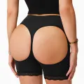Kadın Siyah Pop Up Kalça Kaldırıcı ve Sekillendirici Dantel Paçalı Şort Külot
