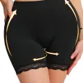 Kadın Siyah Pop Up Kalça Kaldırıcı ve Sekillendirici Dantel Paçalı Şort Külot