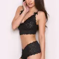 Kadın Siyah Şortlu Dantelli Bralet Takımı