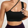 Kadın Siyah Tek Omuzlu Çapraz Askılı Crop Top Büstiyer
