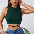 Kadın Yeşil Çapraz Bağlamalı Crop Top Büstiyer