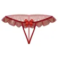 Kırmızı Dantelli Taşlı Kadın Fantezi Külot