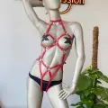 Kırmızı Deri Dansçı Özel Harness