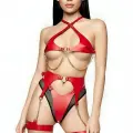 Kırmızı Deri Fantezi Harness Takım, Seksi Deri İç Giyim - Brf1219
