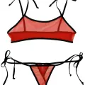 Kırmızı Fantezi Sütyen String Çamaşırı Takımı