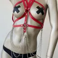 Kırmızı Göğüs Üzeri Seksi Erotik Harness