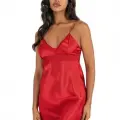 Kırmızı Kısa Saten Gecelik