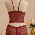 LYYN Kadın Bordo Dantel Bralet Şort Takımı – Asil ve Sofistike İç Giyim