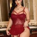 LYYN Kadın Bordo Dantelli Transparan Büyük Beden Fantezi Gecelik Takımı 8002