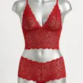 LYYN Kadın Kırmızı Dantel Bralet Şort Takımı – Tutkulu ve Çekici İç Giyim