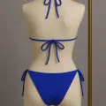 LYYN Kadın Mavi Yandan ve Boyundan Bağlamalı Bikini Mayo Takımı