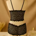 LYYN Kadın Siyah Dantel Bralet Şort Takımı – Şık, Zarif ve Feminen İç Giyim