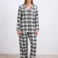 LYYN Kareli Flanel Görünümlü Uzun Kollu 2li Pijama Takımı